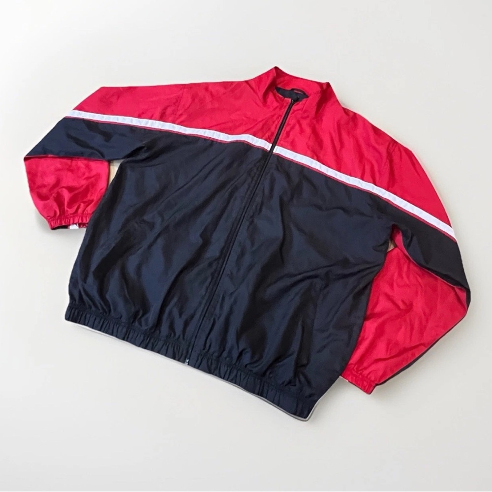 R&R Casual Men's Black Red White Full Zip Pockets Jacket Size XL